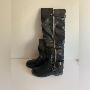 New Black riding boots, fashion boots, over the knee boots with zippers size 7